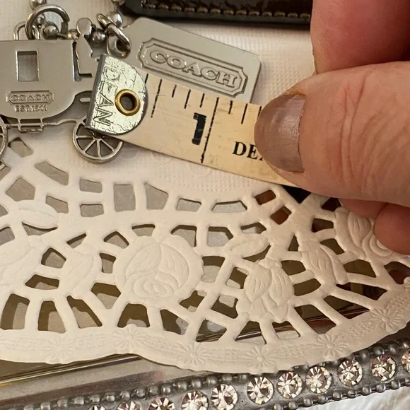 RARE Coach brown and silver hang tag - bag charm set - Picture 12 of 12